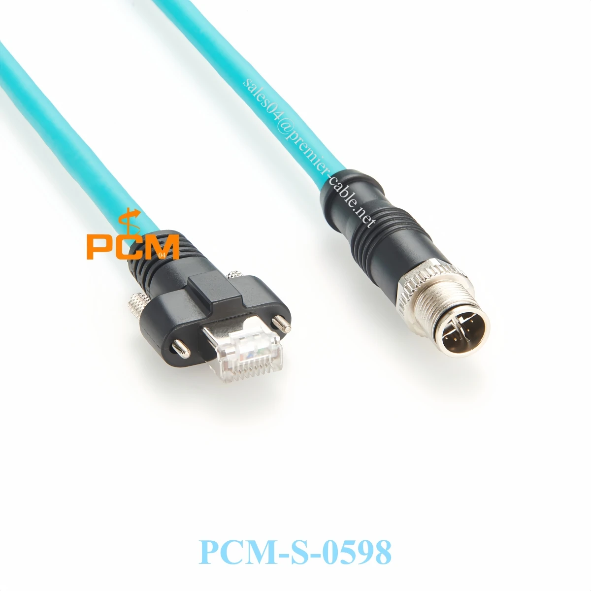

Screw lock M12 to RJ45 GigE Ethernet cable, M12 X-code 8 pin male to RJ45 CAT6A male panel mount cable for high-speed data