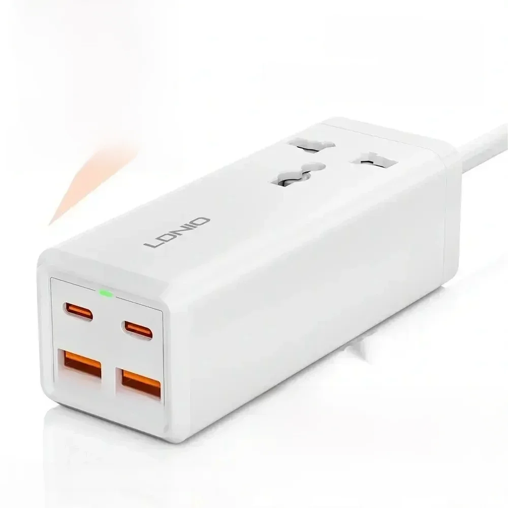 LDNIO Power Strip 65W 4 USB C Outlets With 2M Extension Cord Fast Charger For Laptop/Macbook/Ipad/Earphone/Mobile Phone Usb Plug