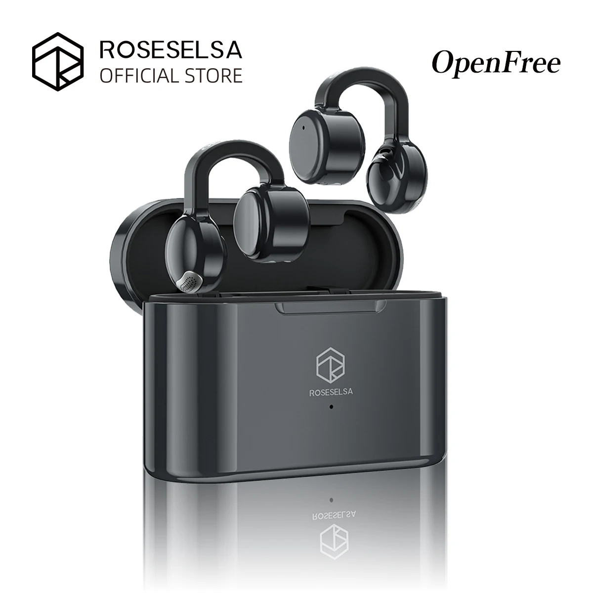 

ROSESELSA OpenFree Open Ear Earbuds Wireless Bluetooth Ear Clip Headphones Lightweight Comfort Earbuds Design Fit Sports Running