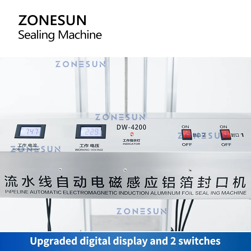 ZONESUN Automatic Continuous Plastic Bottle Cap Aluminum Foil Lid Induction Sealing Machine for Production Line ZS-FK4200V