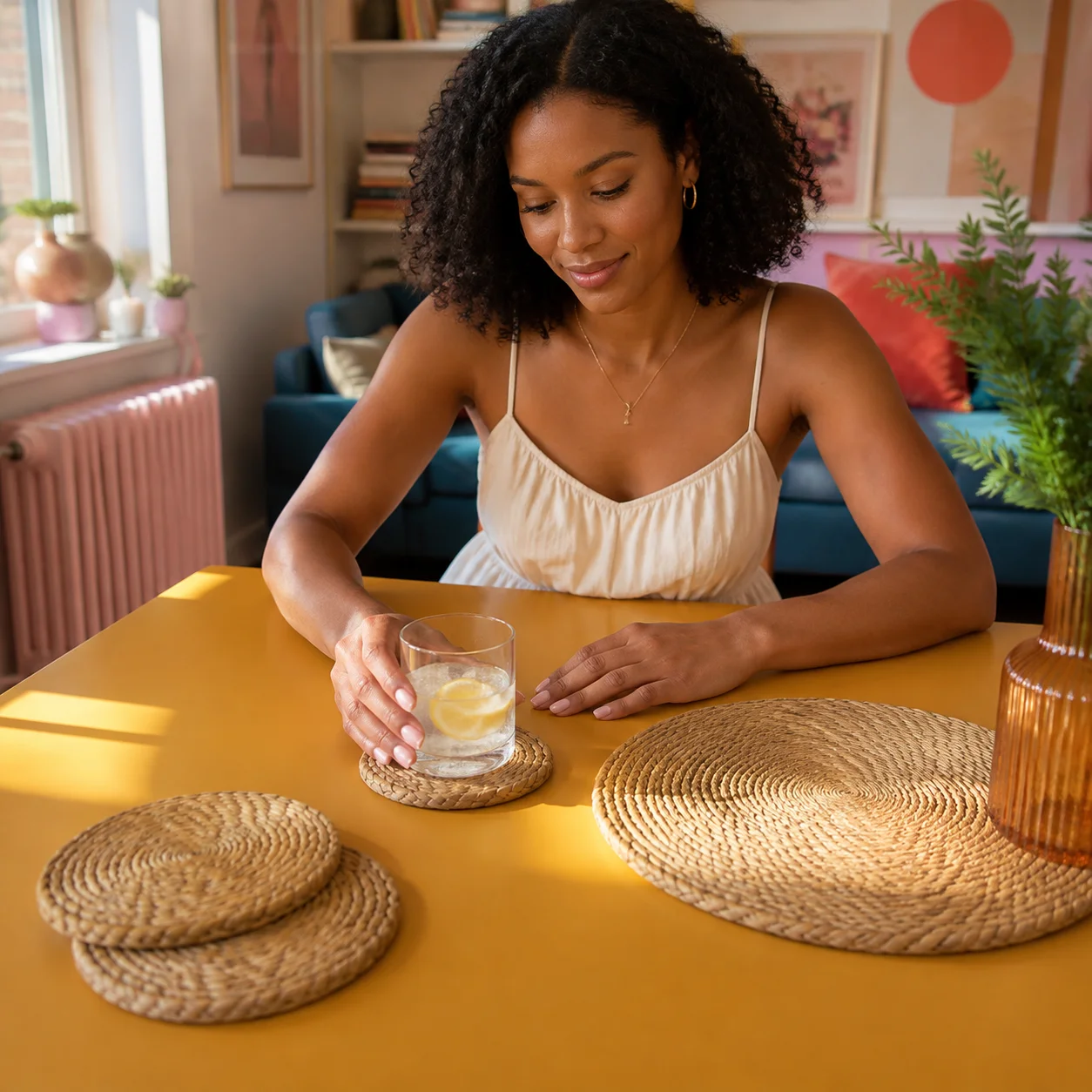 Handmade Woven Placemats Set of 4 Natural Round Straw Table Mats Heat Resistant Farmhouse Style Must Have 2026