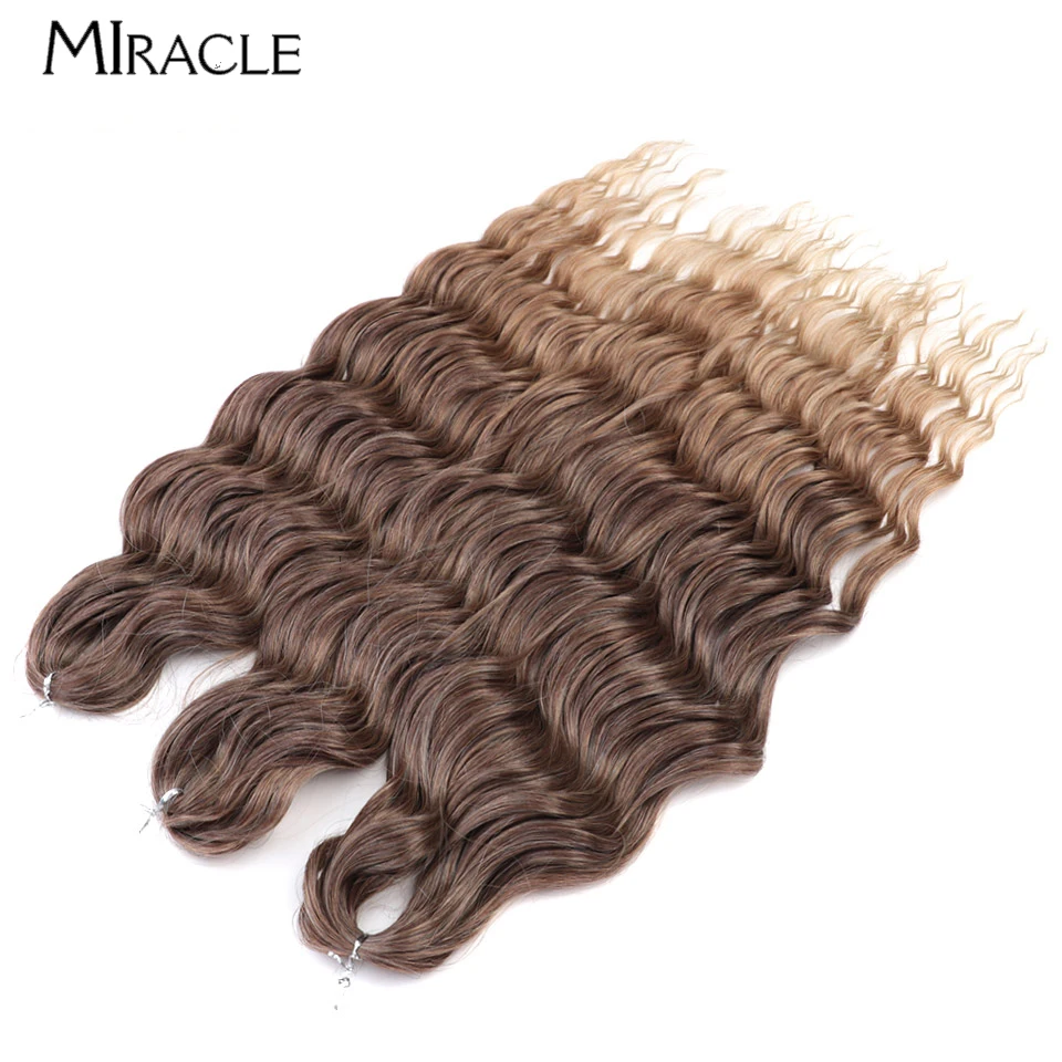 MIRACLE 24'' Crochet Hair Extensions Water Wave Synthetic Hair Extensions Deep Wave Braiding Hair Twist Ombre Blonde Fake Hair