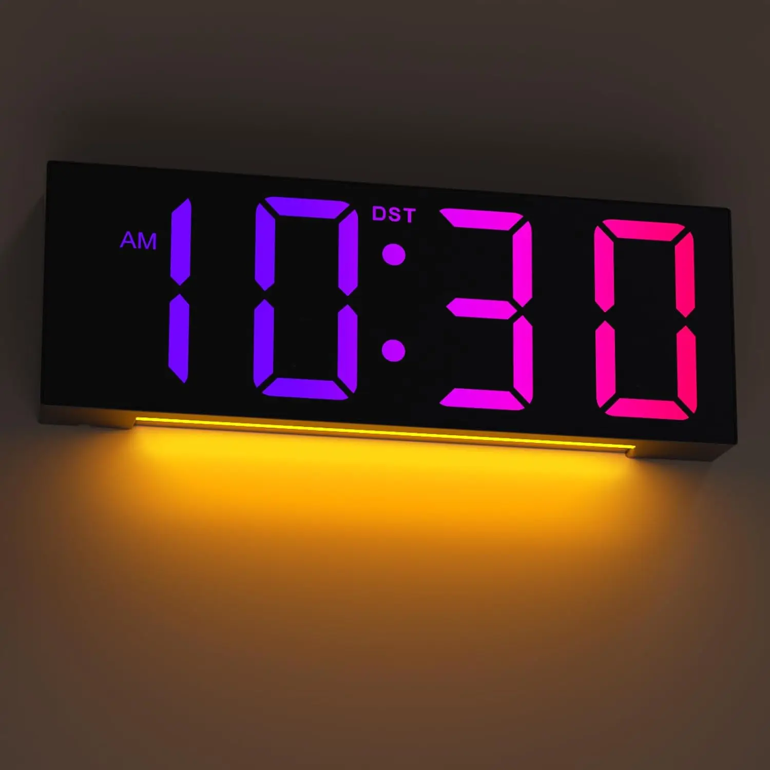 Large Digital Wall Clock with Remote Control 12'' Big Wall Digital Clock with 8 RGB Colors LED Screen Display DST Night Light