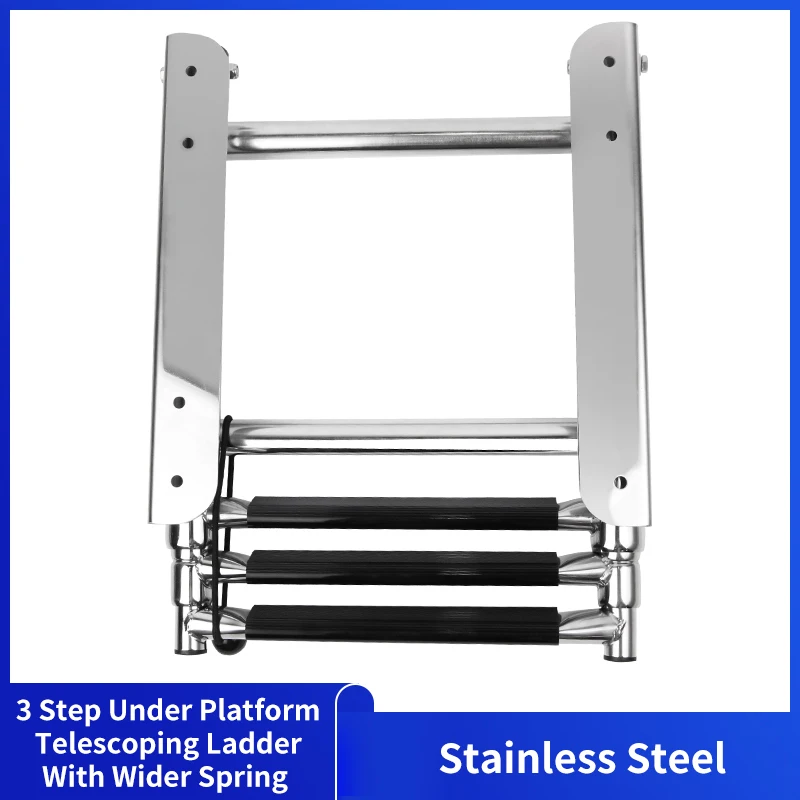 3 Step Stainless Steel Telescoping Boat Ladder for Easy Boarding on Pontoon Boats Durable Under Platform Slide Mount