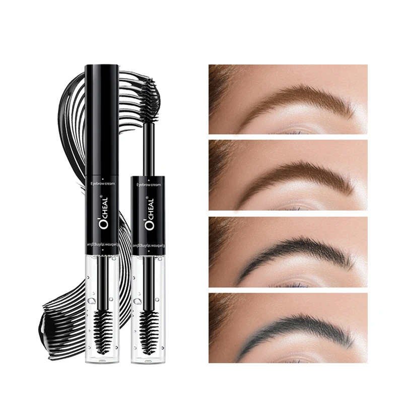 Ocheal Double head Black Curled Lashes Mascara Waterproof Transparent Refreshing styling creatte eyebrows Brush Mascara Makeup