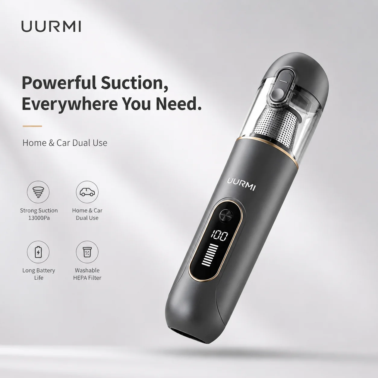 Cordless 4-in-1 Vacuum Cleaner 13000Pa LCD Display, One-Touch Empty, Powerful Suction for Car, Home & Office with Blow Function