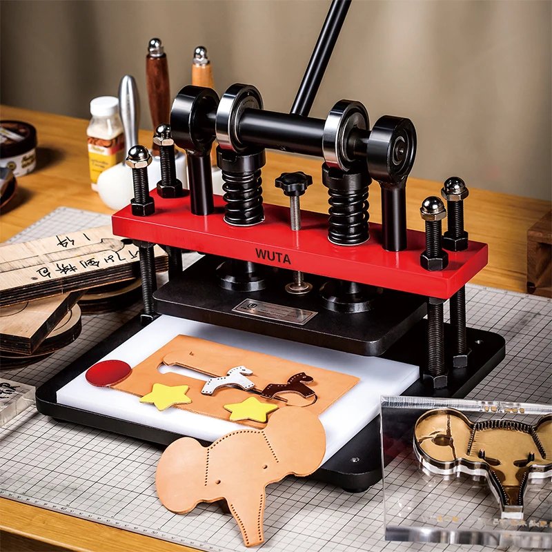 WUTA Pro Leather Cutting Machine Manual Die Cutter Embossing Shaping Tools Hand Press Mold DIY Punching Fabric Paper (Size L)