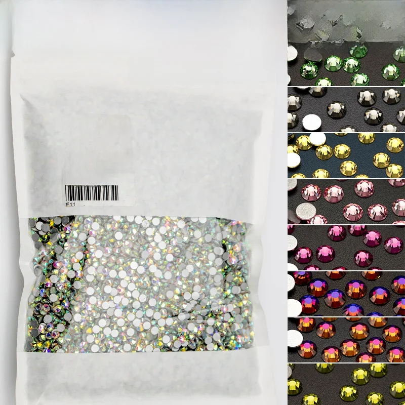 VDD Groothandel SS3-SS20 14400 stks/pakken Glas Steentjes Kristal Lijm op Plaksteen 3D Stenen Voor Nail Art Decoratie Kleding DIY - afbeelding 2