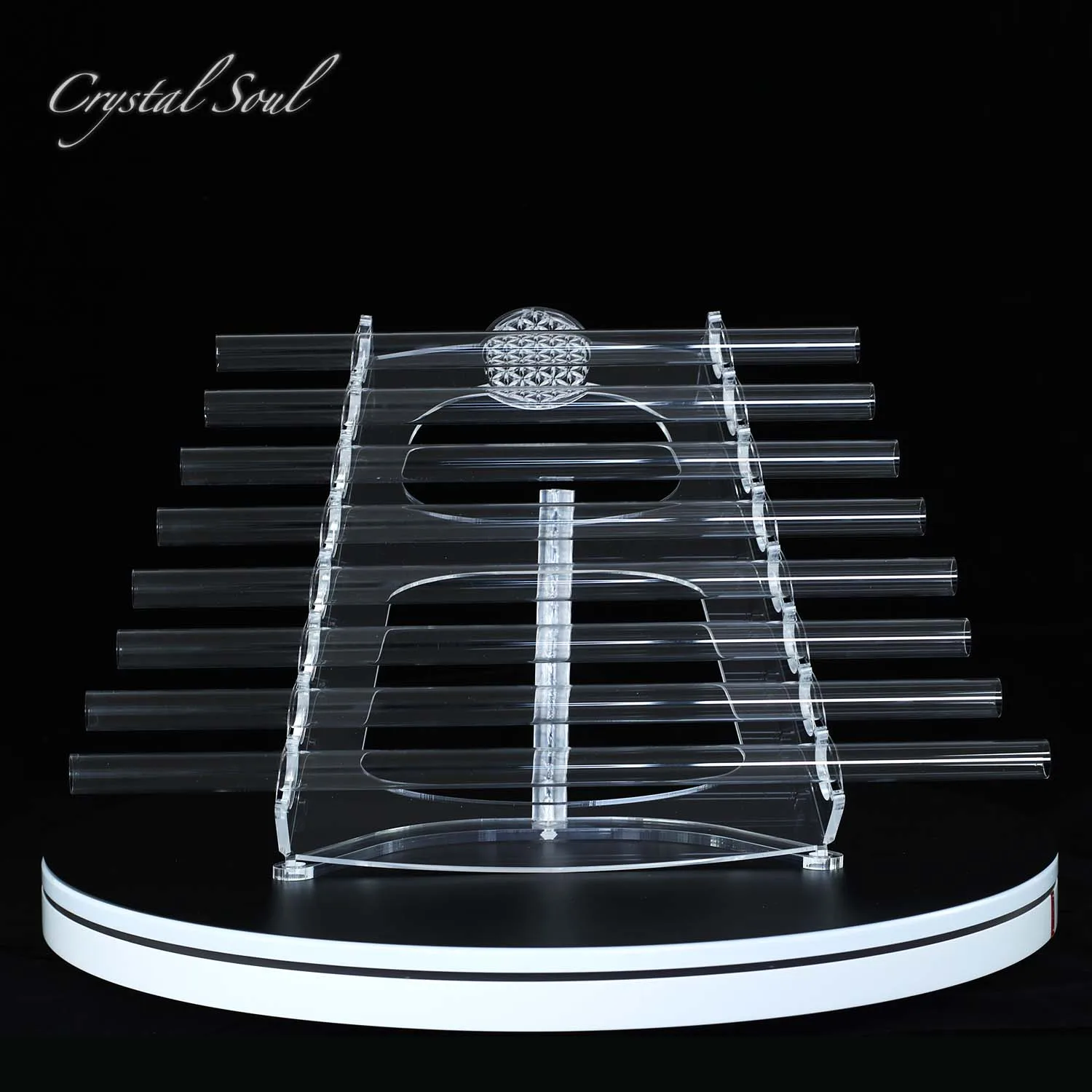 432Hz Professional percussion instrument 8 Pipe Note Clear Quartz Crystal Singing Harp with Aluminium Oxide Alloy Case