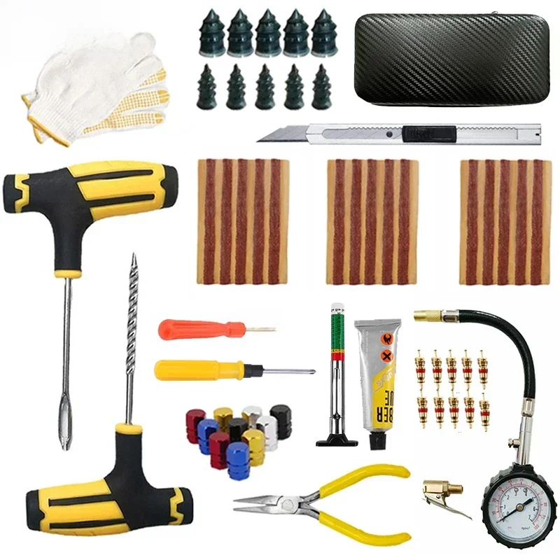 Novo kit de reparo de pneus de carro, ferramentas de plugue de punção, emergência para tiras de