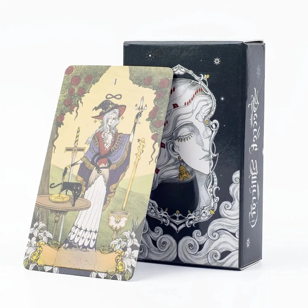 Tarot miroir Secret, 80 cartes, jeu de Divination pour réunion de famille, Version anglaise, jeu de société d'art féminin, Monochrome 10.3x6CM