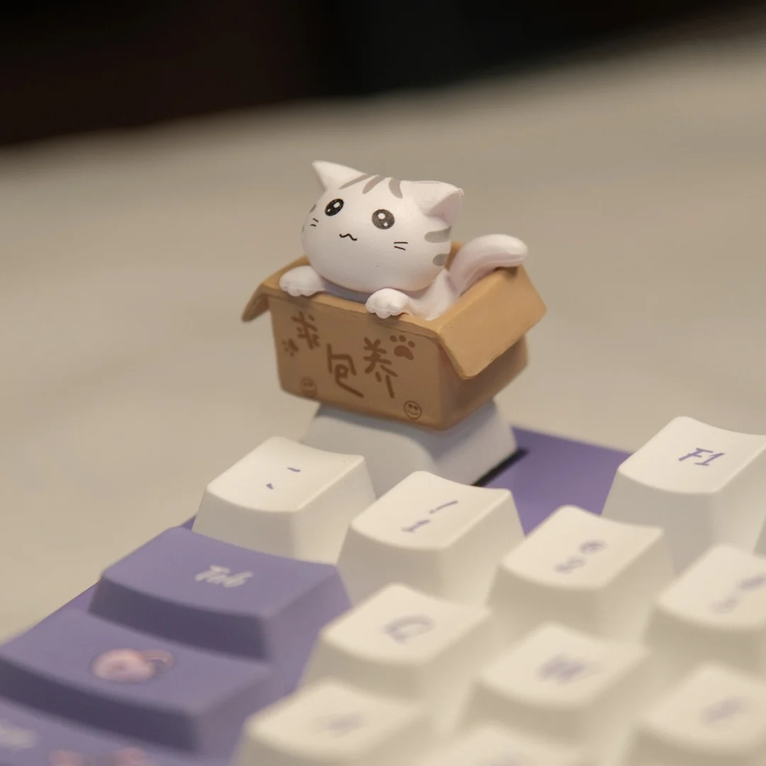 Cute Cat Keycap for Mechanical Keyboard, OEM R4 Profile, Novelty 3D Animal Keycap for MX Switches, Kawaii Desk Accessories, Funn 썸네일 2