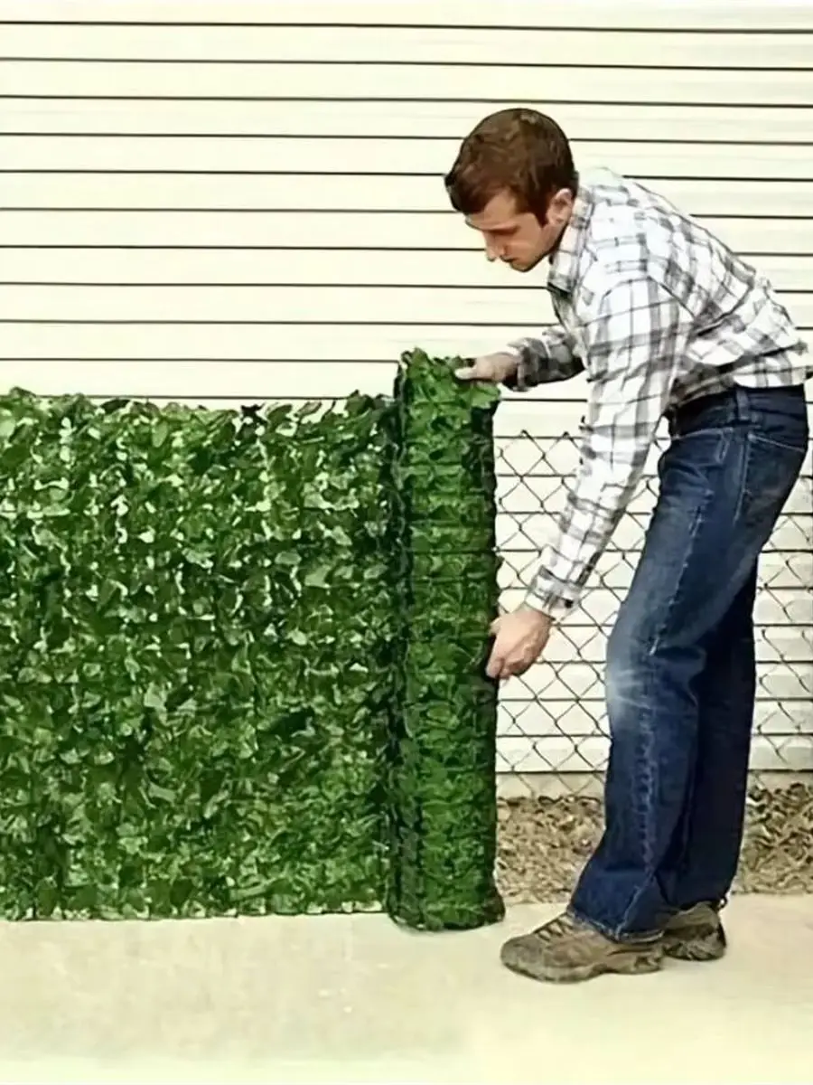 Écran mural de clôture de confidentialité de lierre artificiel, fond en plastique vert résistant aux