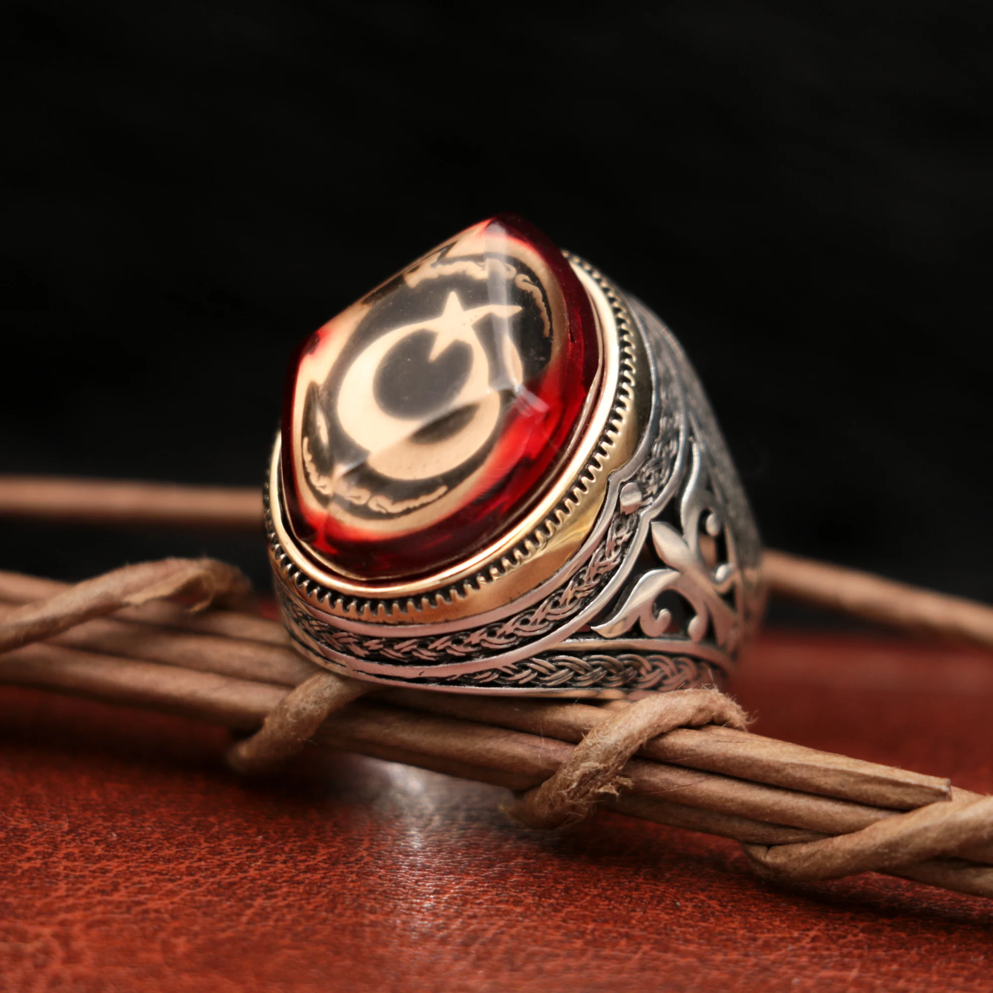 

Star and Crescent 925 Silver Men's Ring Islamic Turkish Men's Jewelry Stamped With Silver Stamp All Sizes Available