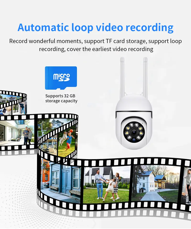 1MP Wifi IP Wireless Security Surveillance PTZ Camera 4X Zoom Cameras Tracking Two-way Audio HD Night Color Cam - 5
