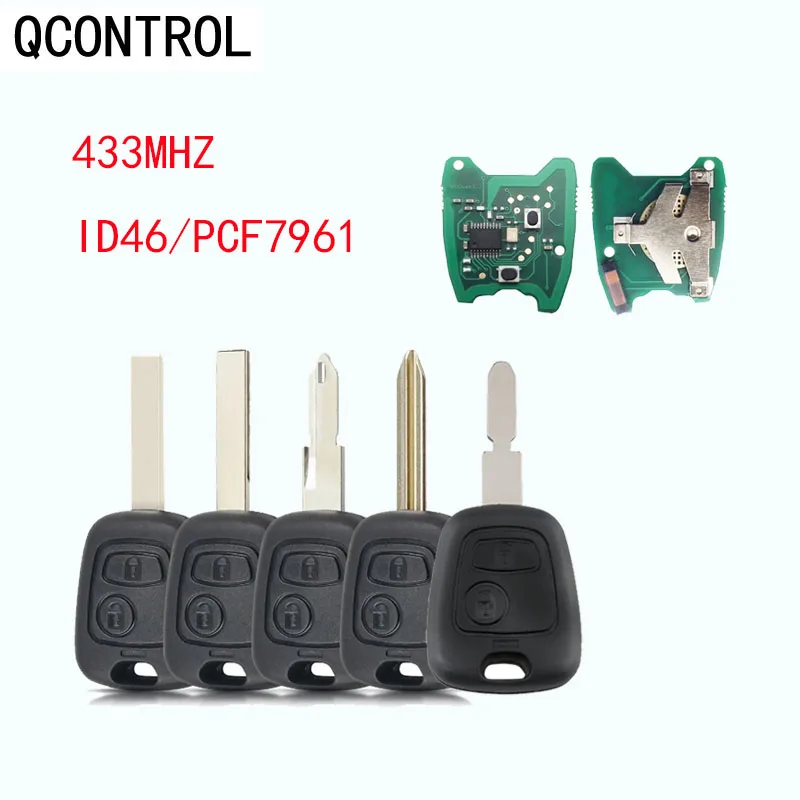 

Дистанционный Автомобильный ключ QCONTROL для Peugeot 106 107 206 306 307 207 407 Partner для Citroen C1 C2 C3 C4 Saxo Picasso 433 МГц ID46 Chip