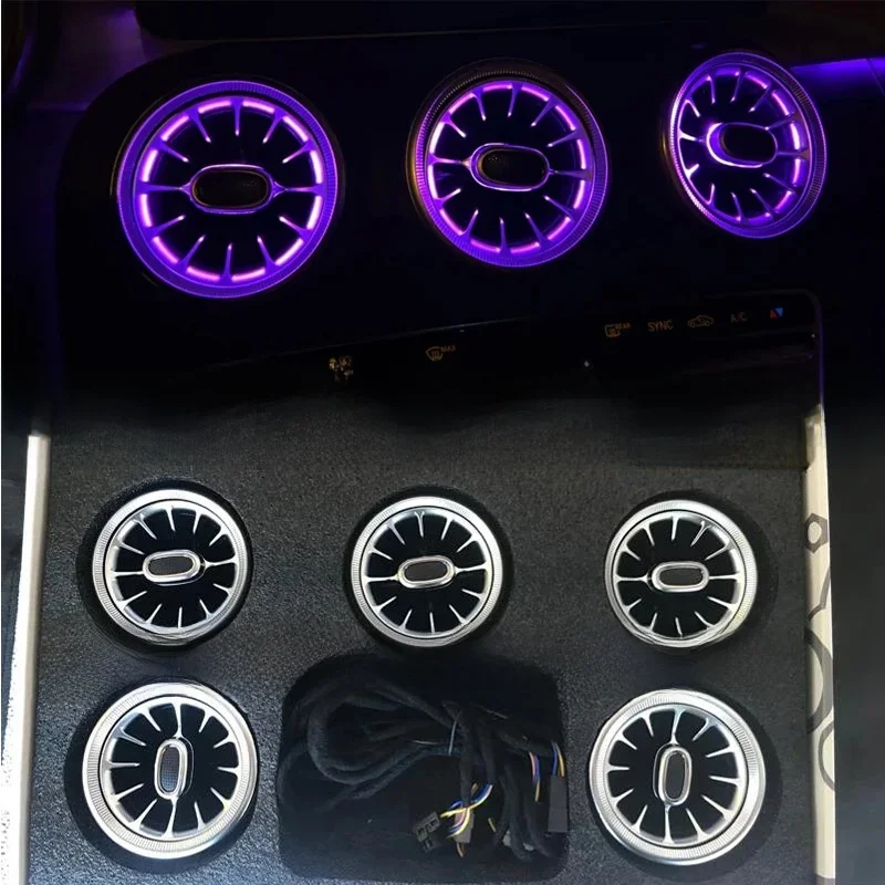 Voor Benz V W447 W464 CLA W117 EEN W176 GLA W156 C W205 W206 GLC X253 E W213 S W222 LED Turbine Lamp Nozzle Air Vent Omgevingslicht - afbeelding 2