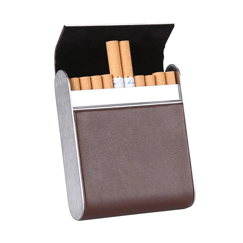 Leather 20pcs Cigarette Container Case Cigarette Box Tobacco Holder Mini Storage Box Smoking Accessories Men Gift