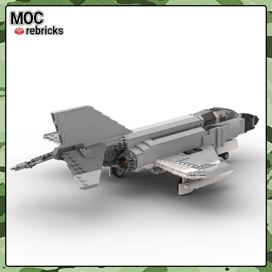 Bloques MOC de la serie militar, F-4J Phantom II de la Marina de los EE. UU., modelo de avión de bloques de construcción DIY, rompecabezas para niño, juguetes, regalos de cumpleaños