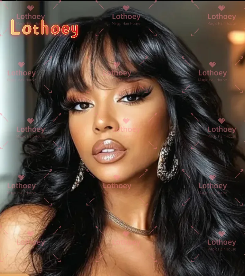 Черная челка, вьющиеся волосы, объемная волна, парик, натуральный цвет, черный женский парик, повседневная вечеринка, работа