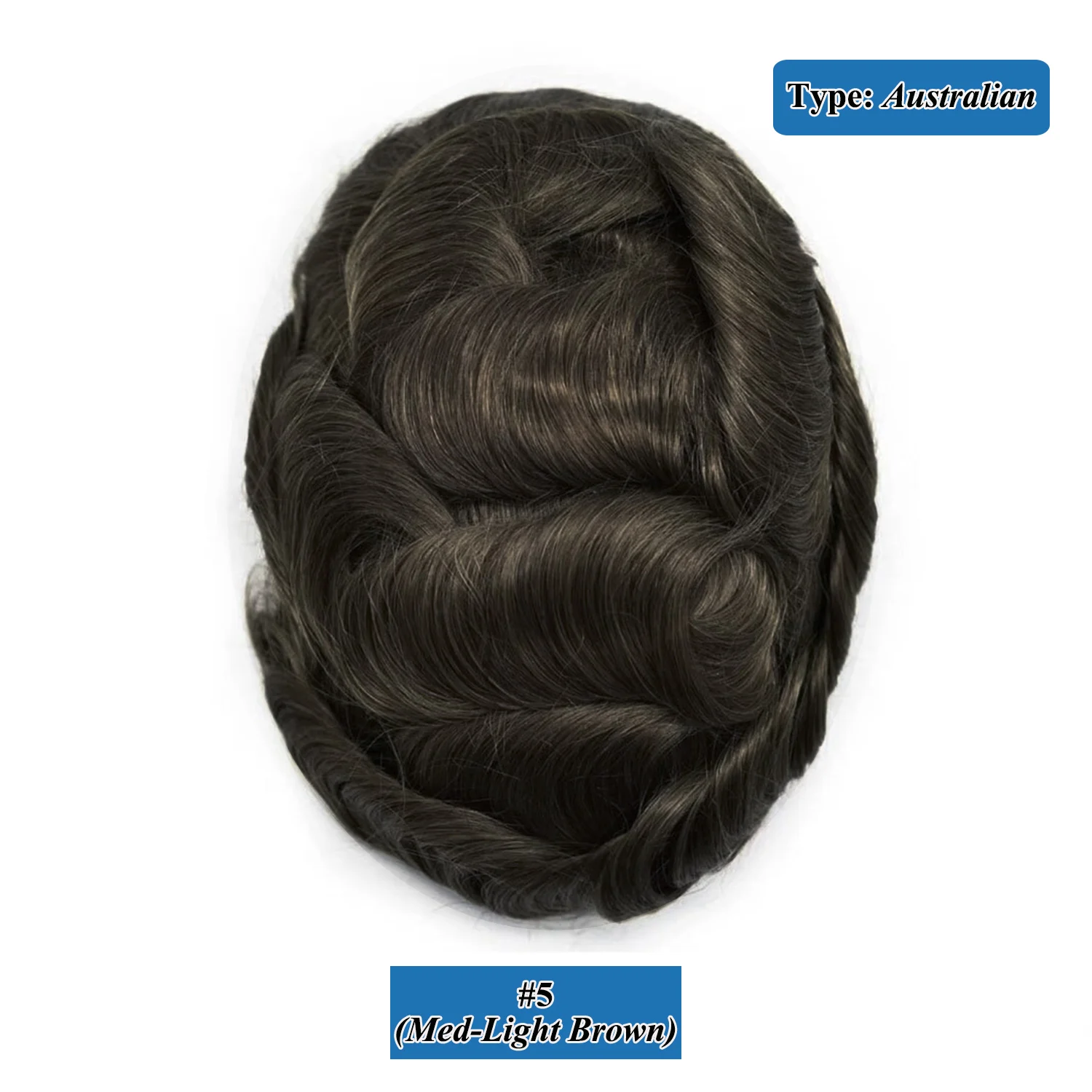 Men's Realistic Toupee 100% Human Hair Replacement