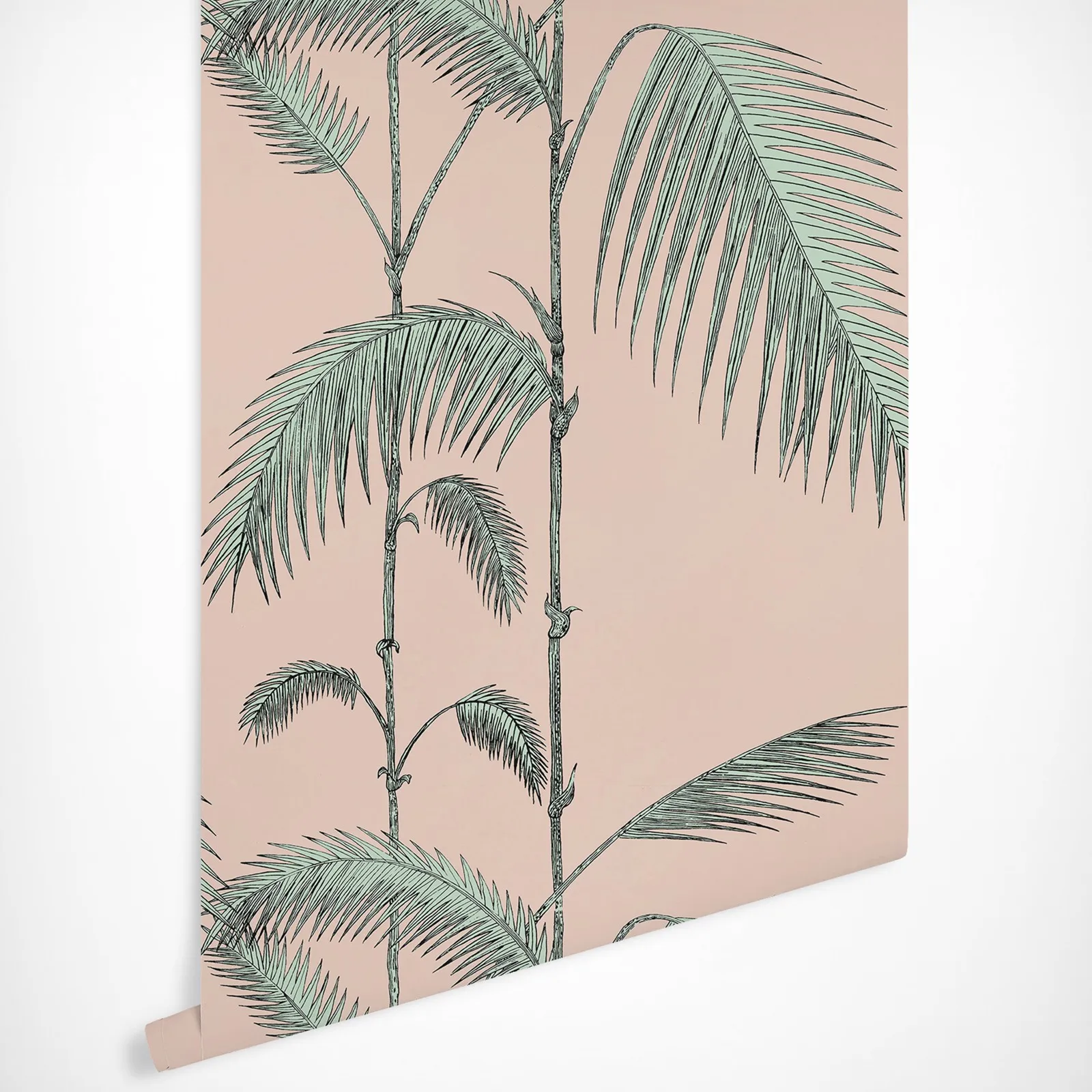 

Palm Leaves Wallpaper in Pink & Mints, Papier peint Palm Leaves, Tropical Botanical Wallpaper in scandinavian style