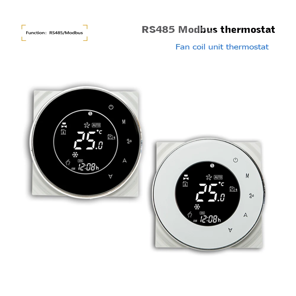 RS485 ısıtma termostatı 2P/4P fan coil sıcaklık regülatörü ısıtma ve soğutma için 24VAC 95-240VAC isteğe bağlı