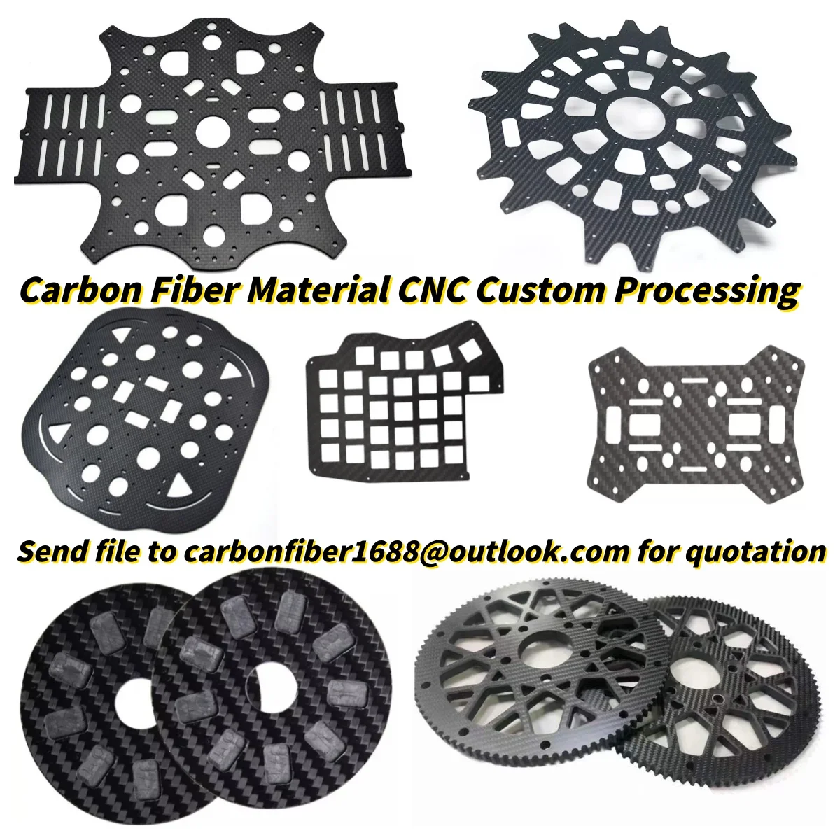 3K Carbon Fiber Sheet Cutting Service Carbon Plate Processing  Carbon Board Customized CNC Machining for FPV Frame Drone Part