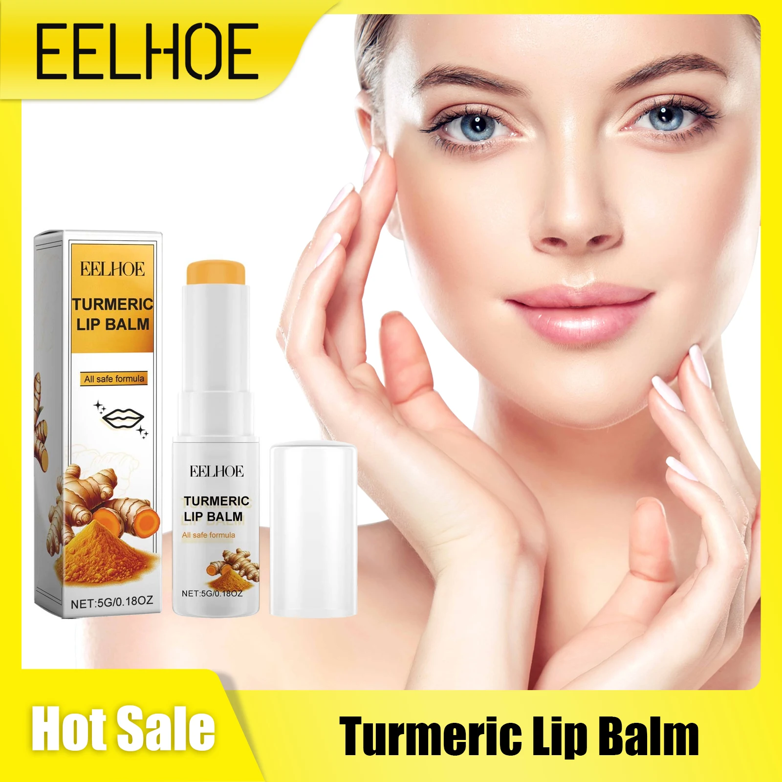 

EELHOE Lip Balm for Turmeric Dark Pigmentation Remover Reduce Fine L-Ines Lightening Melanin Lip Gloss Long Lasting Cosmetics 5g