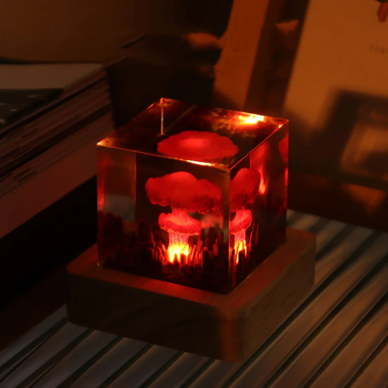 Flameless Flameless Lamp for Courtyard, 3D Cogumelo Cloud Lamp, Bomba de explosão nuclear, Decoração da sala, Luz noturna