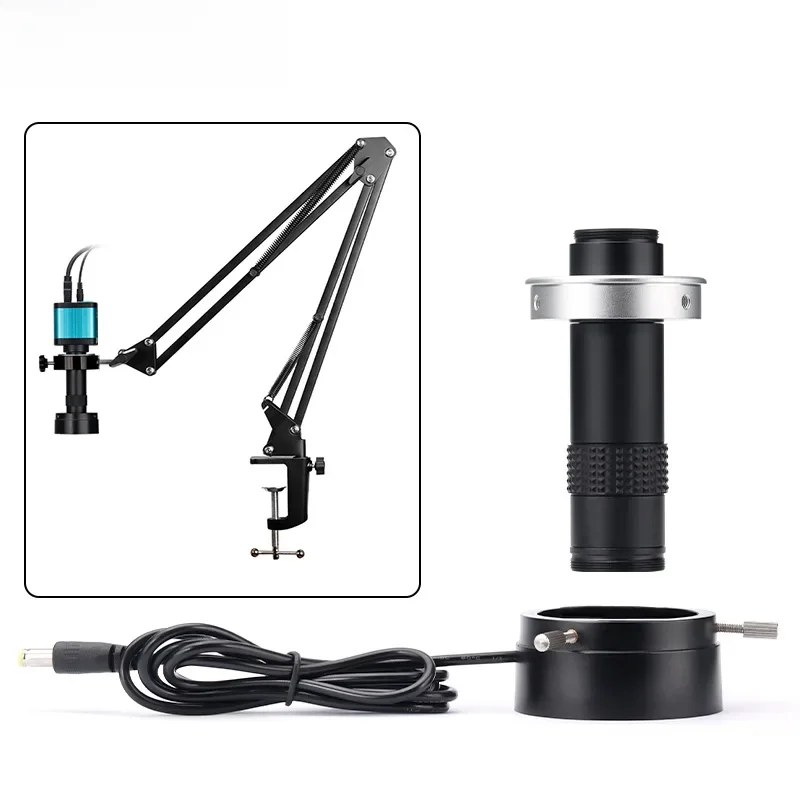 Regulowane powiększenie 1-130X Zoom C Mount Lens Nieskończona odległość robocza Obiektyw mikroskopowy do naprawy lutowania PCB SMD telefonu — zdjęcie 2