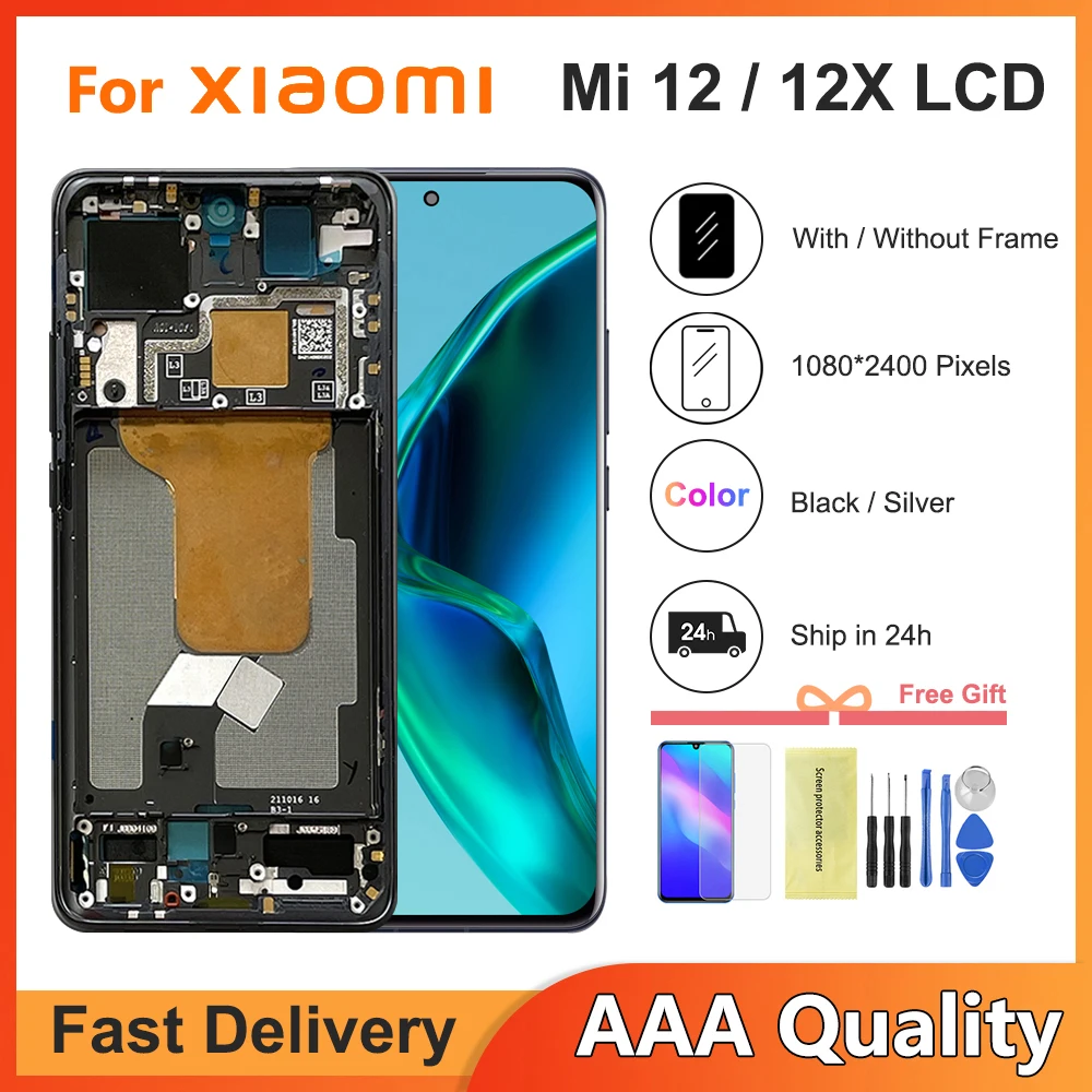 6.28\'\' For Xiaomi mi 12 LCD Display Panel Glass Touch Screen Digitizer For Xiaomi mi 12X Screen With Frame