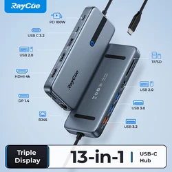 RayCue USB C Hub 10Gbps USB 3.0 Docking Station Ethernet Multi-Port Adapter 4K 60Hz HDMI-compatible for MacBook Dell HP Laptop