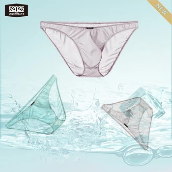 52025 cuecas masculinas semi-transparentes ultra-leve ultra-fino cuecas de resfriamento masculino sexy deslizamentos roupa interior masculina translúcido sexy briefs