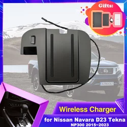 Car Wireless Charging Pad for Nissan Navara D23 Tekna NP300 Frontier Pro 4X 2015~2023 Phone Fast Charger Plate Tray Accessories