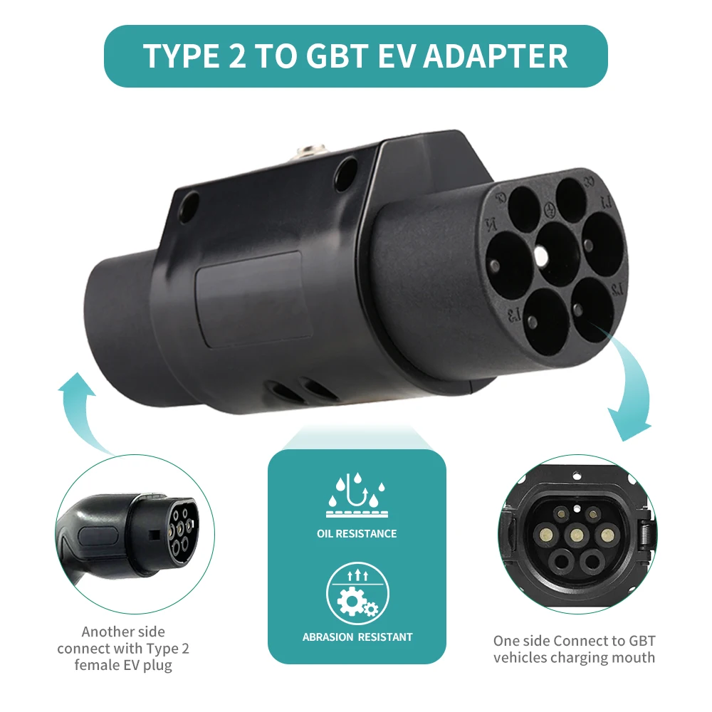 32A three-phase EV Adapter Type 2 Male Plug to GB/T Male Plug AC EV Charging Converter For VW ID.4 BYD JAC BJEV