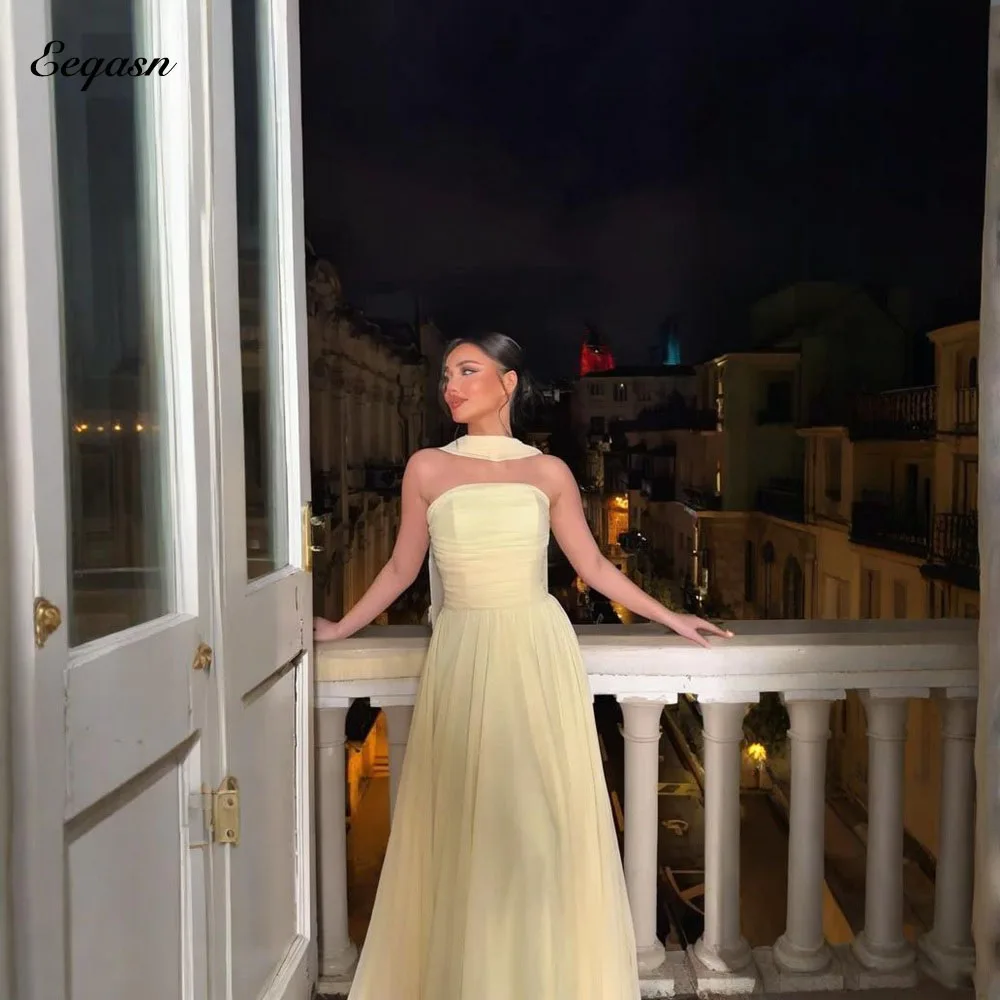 

Eeqasn Customized A Line Chiffon Evening Dresses Pleated Women's Special Occasion Party Dress Long Formal Birthday Prom Gowns