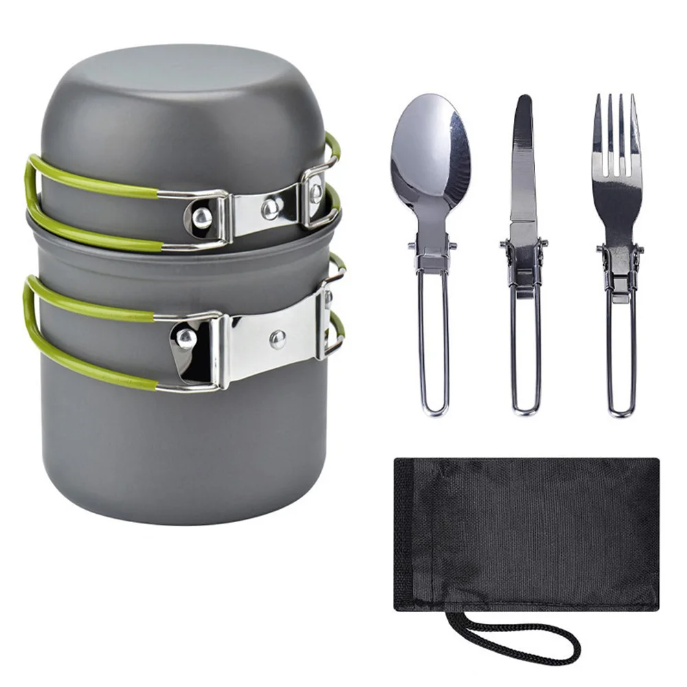 Travel Camping cookware kit cooking set Ultralight Outdoor tableware set With Foldable Spoon Fork Tourism Equipment For Hiking