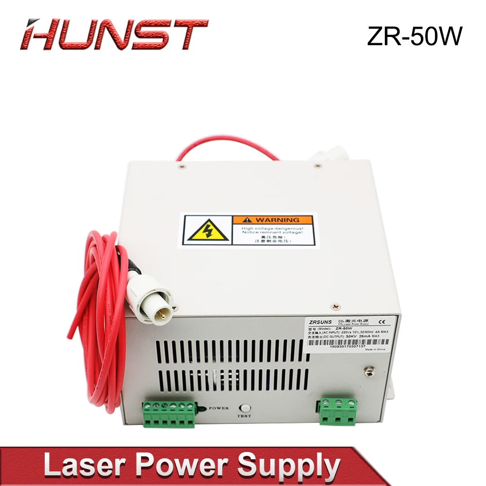 HUNST ZR 50W Laser Power Supply for 50W 60W 40W Co2 Glass Laser Tube Engraving and Cutting Machine 2Years Warranty.