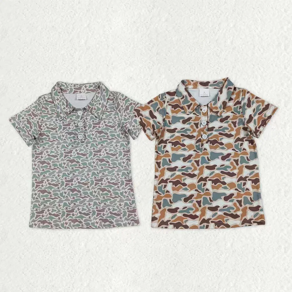 

z1129-01 BT1354 Wholesale Summer Matching kids clothes boy camouflage short sleeve top Boutique Children clothing