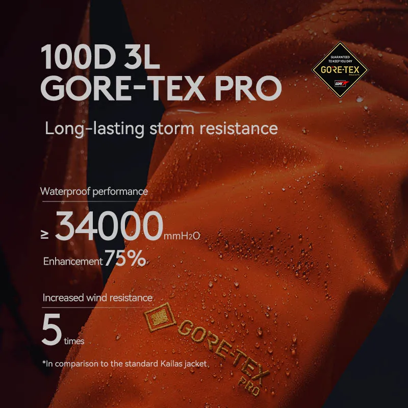 KAILAS Mont Q60 GTX PRO 100D 3L Rainstorm Waterproof Hooded Outdoor Professional Mountaineering HardShell JacketS KG2441146