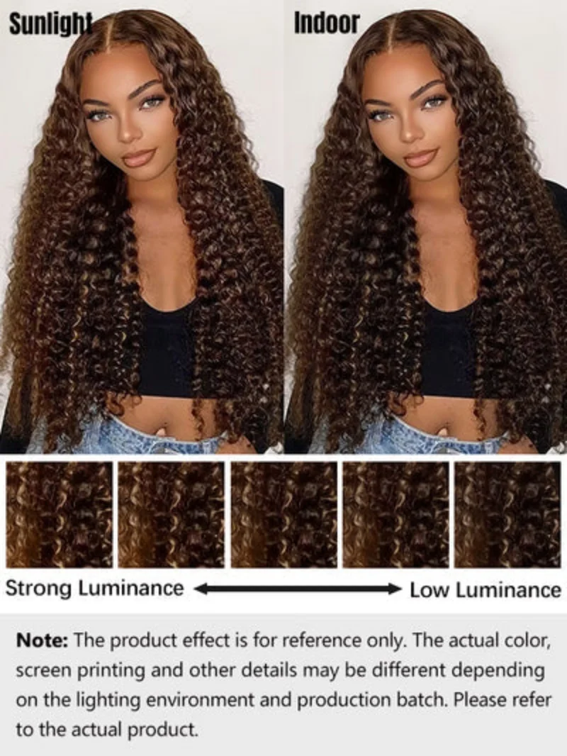 40 Inch 4/27 Curly Ombre Highlight 7x5 Lace Front Curly Glueless Human Hair Wigs 250% Density Deep Wave 13x4 Wigs For Women image 5