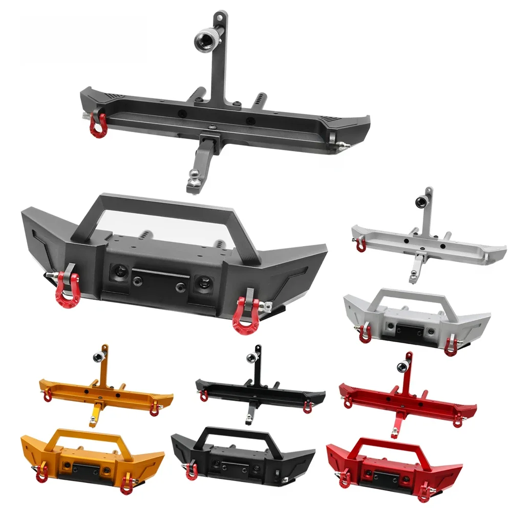 1/10 RC Crawler Axiale SCX10 iii AXI03006 Jeep Gladiator JLU Wrangler Upgrade Onderdelen Metalen Voor Achter Bumper met LED verlichting - afbeelding 2
