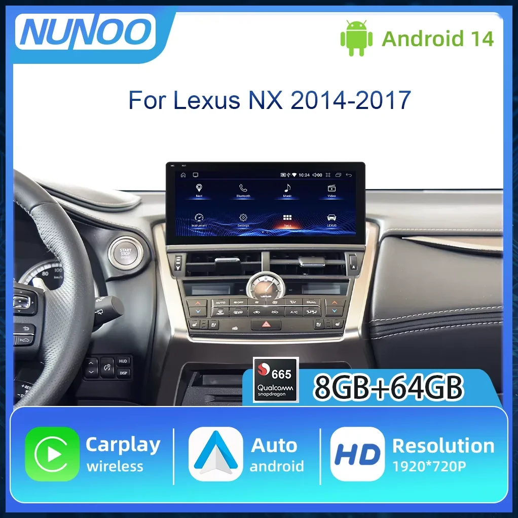 Image of Kabelloses Carplay Android Auto für Lexus NX NX200 NX200T NX300H NX300 2014-2017 Multimedia-Player GPS-Navigation WLAN-Radio