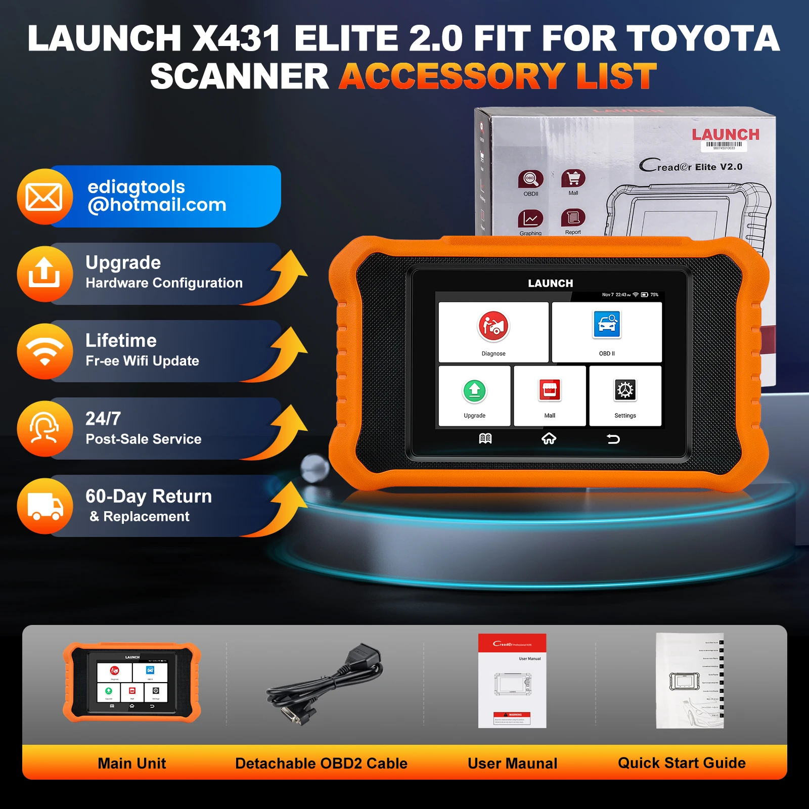 LAUNCH X431 Creader Elite V2.0 トヨタ レクサス全車種対応 システム