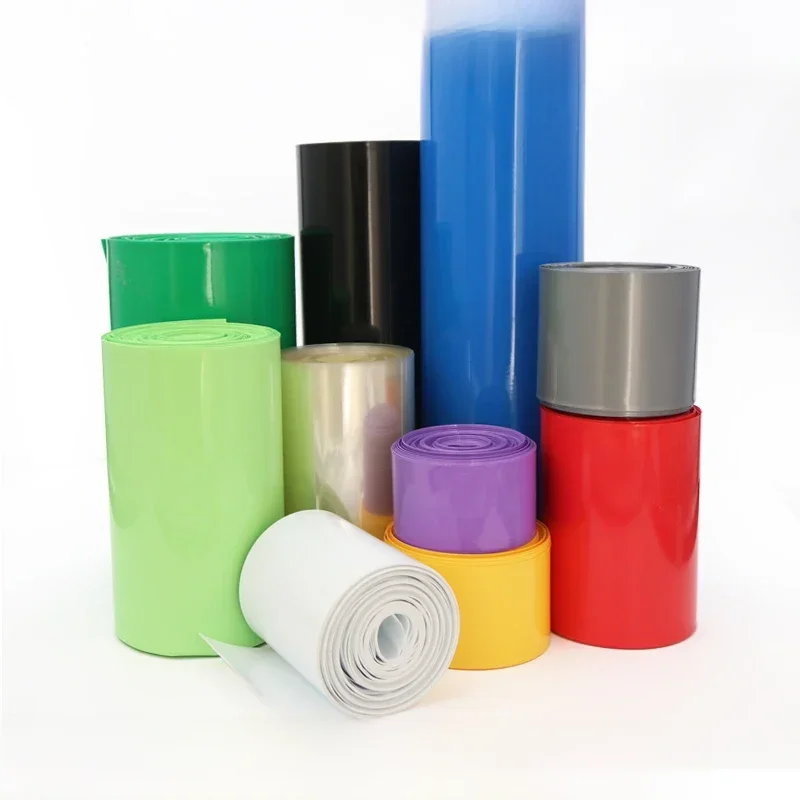 Pack de tubes thermorétractables en PVC pour batterie Lipo 18650, 85mm ~ 400mm de largeur, Film isolé, boîtier en lithium, manchon de câble bleu