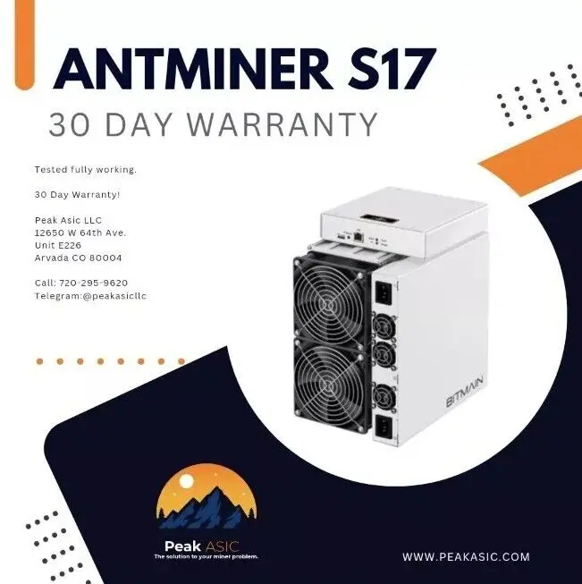 

AD BUY 5 GET 3 FREE Bitmain Antminer S17 (50TH) / Tested Working