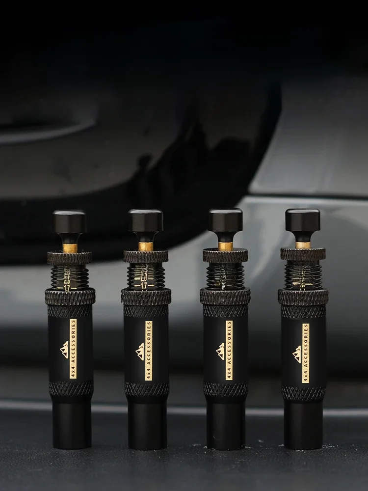 Kit de valve de dégonflage de pneu à arrêt automatique réglable (10-30 PSI), outil de descente d'air de pneu à visser pour véhicules moto tout-terrain 4x4 4 pièces