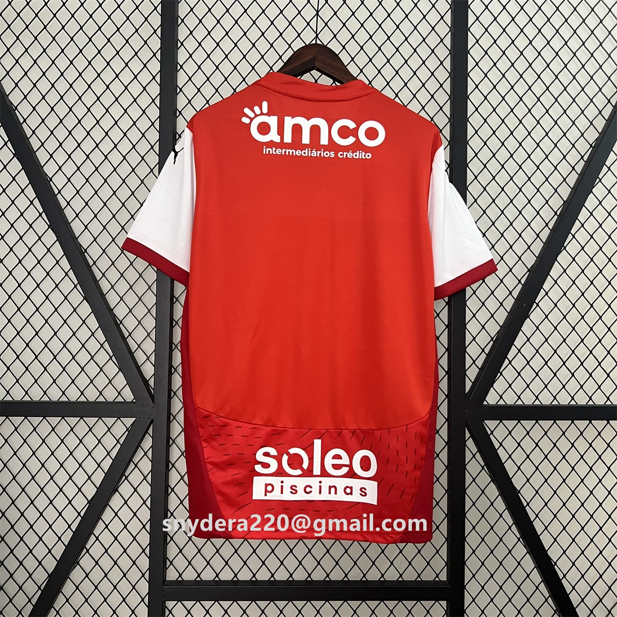 2024/25 Masculino Braga Home Vermelho Roupas de Secagem Rápida Treinamento Futbol Camisa S-3XL