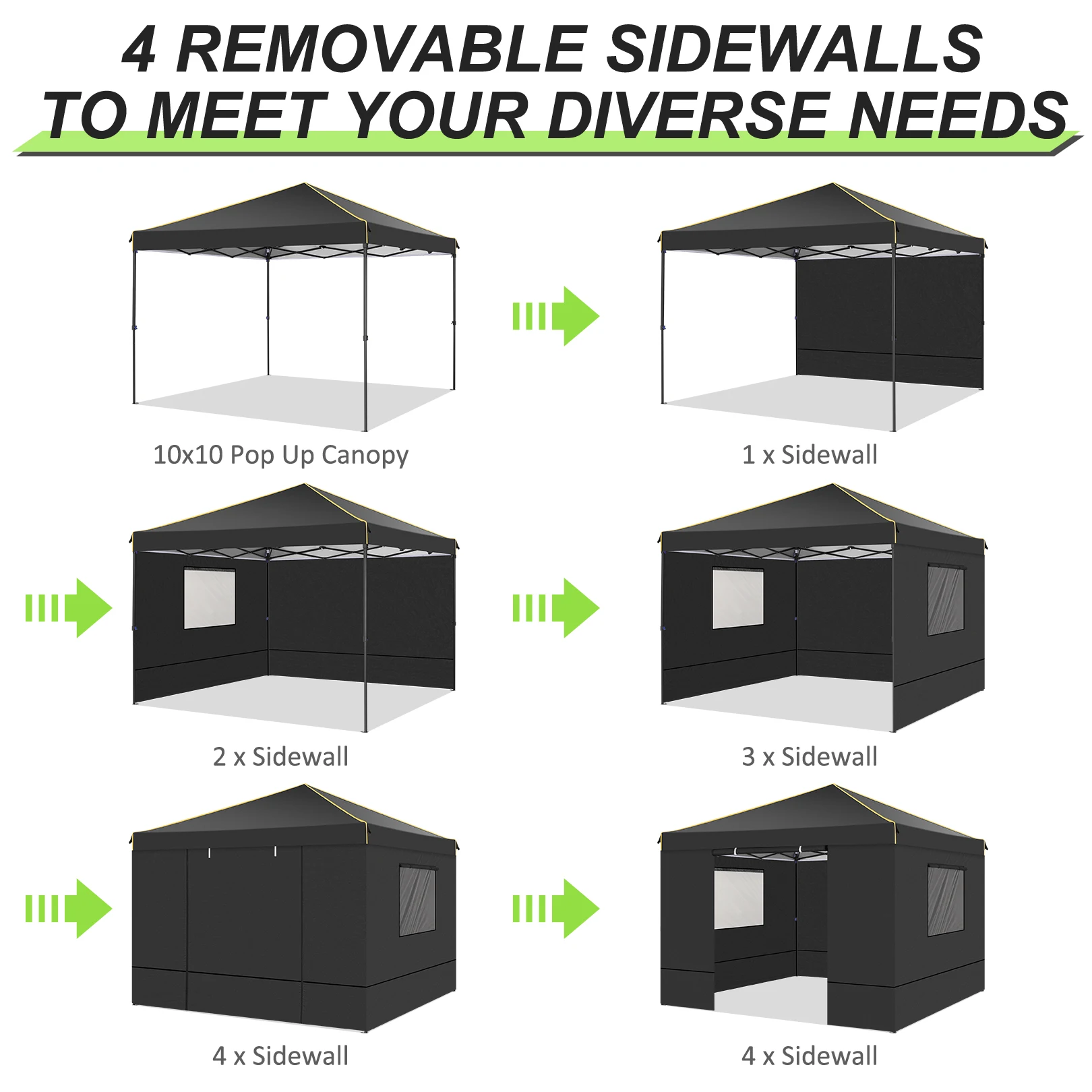 10x10ft المنبثقة المظلة أكشاك خيمة المظلة مع نافذة شبكية 4 الجدار حقيبة حمل 4 حصص الحبال للحزب الحدث حديقة فناء #3